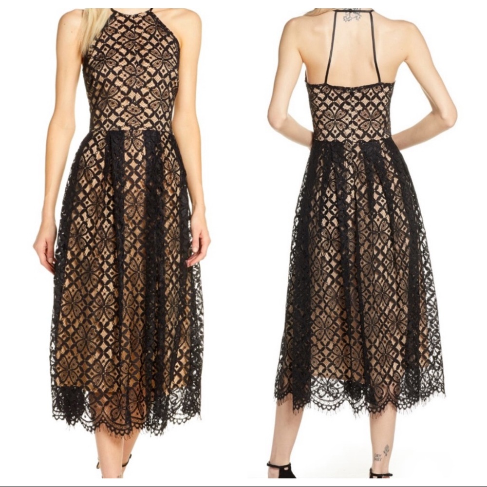 Nordstrom Black Fit & Flare Midi Dress